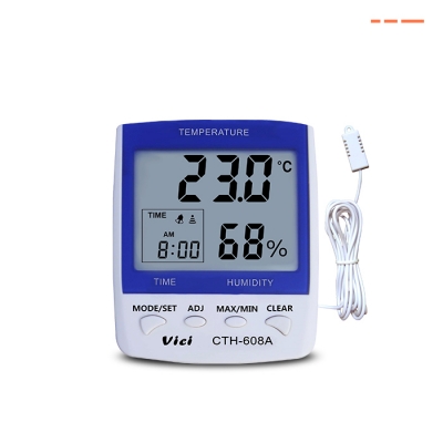 CTH-608A 数字温湿度表，远距离测量，时钟、日期功能，最大值、最小值温湿度储存功能。