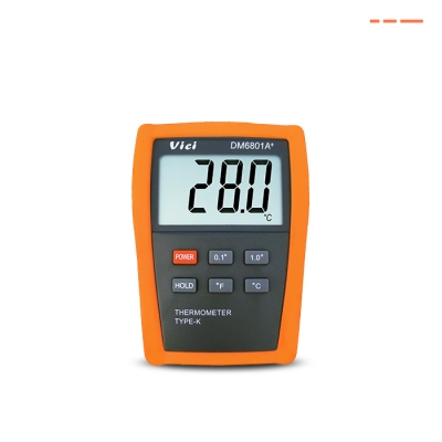 DM6801A+ High-precision single-channel digital thermometer, 0.1°C/°F resolution, Max 1300°C range, Data hold.